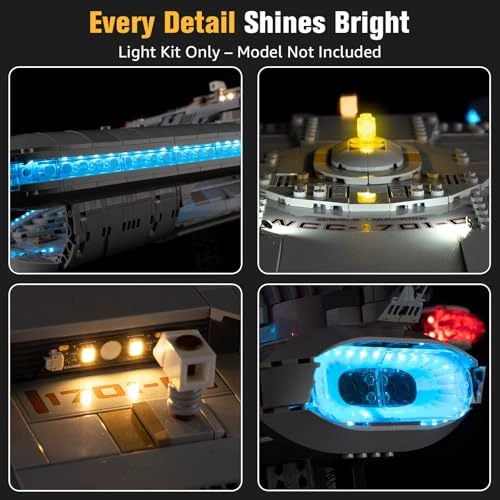 Light Up Kit for Lego U.S.S. Enterprise NCC-1701-D (10356) - Remote Control Adjustable Lighting