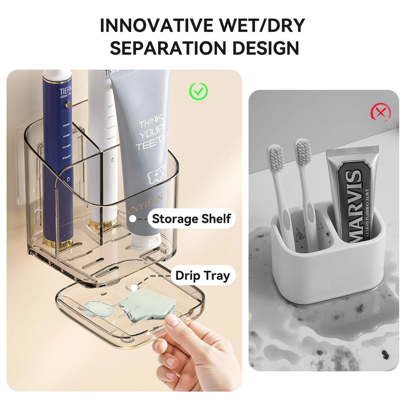 Toothbrush Holders - Wall Mounted 3 Slots