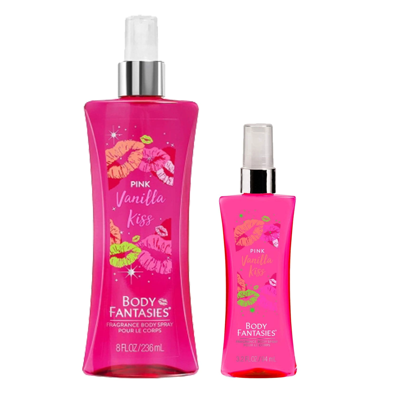 Body Fantasies Pink Vanilla Kiss Body Spray - 236ml and 94ml