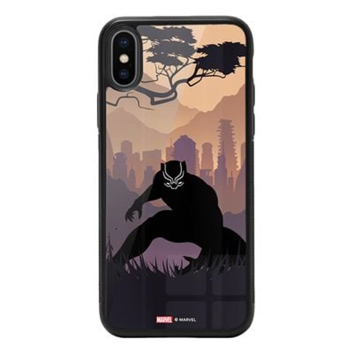 Wackylicious Wakandan Black Panther iPhone XS Cover - TPU Bumper Case + Tempered Glass Back Back Case for iPhone XS
