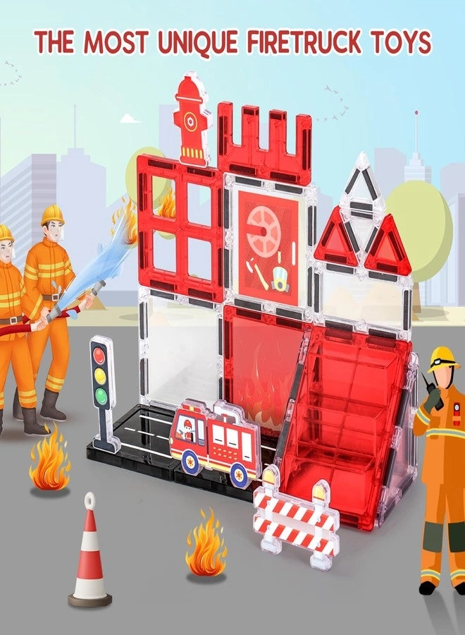 Magnetic Tiles + Firetruck