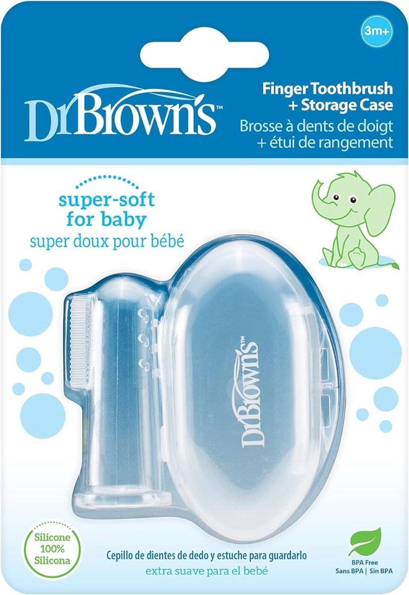 Dr. Brown's Silicone Finger Toothbrush - With Case White 0+
