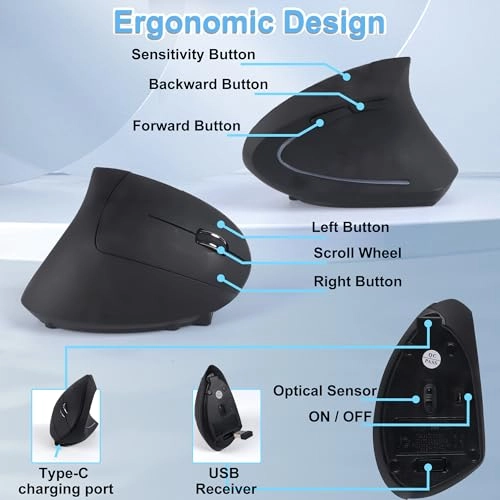 Vertical Mouse - USB+Bluetooth+Wired