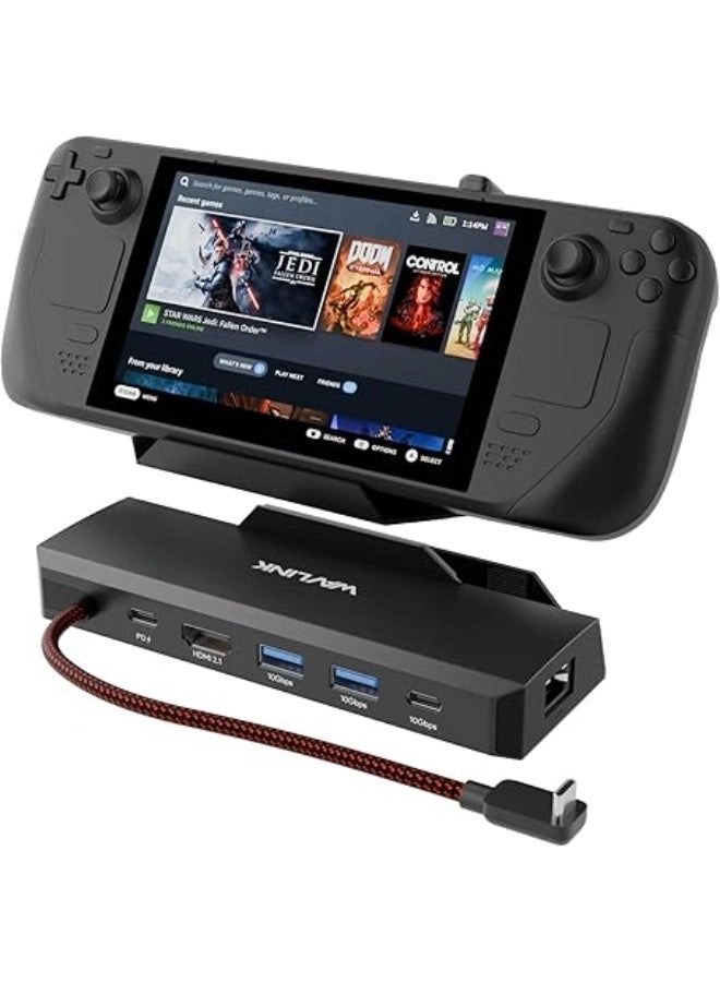 WAVLINK Steam Deck Dock - 4K@144Hz HDMI 2.1 100W PD IN 3x 10G USB 3.2 Gigabit RJ45