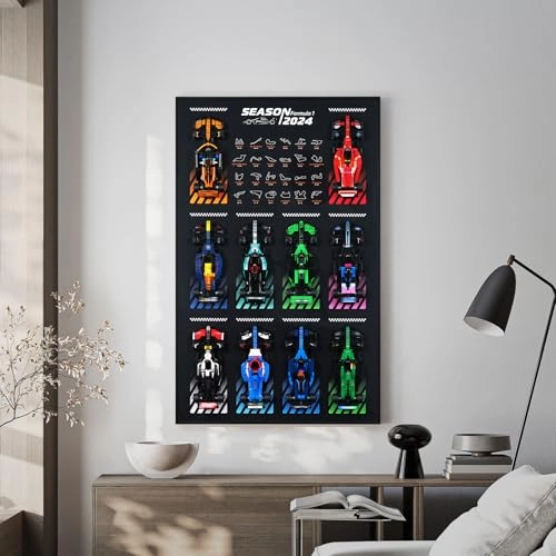 Display Wallboard for Lego Speed Champions Ultimate Formula 1 Collector's Pack - Wall Mount 50 x 3.5 x 80 cm