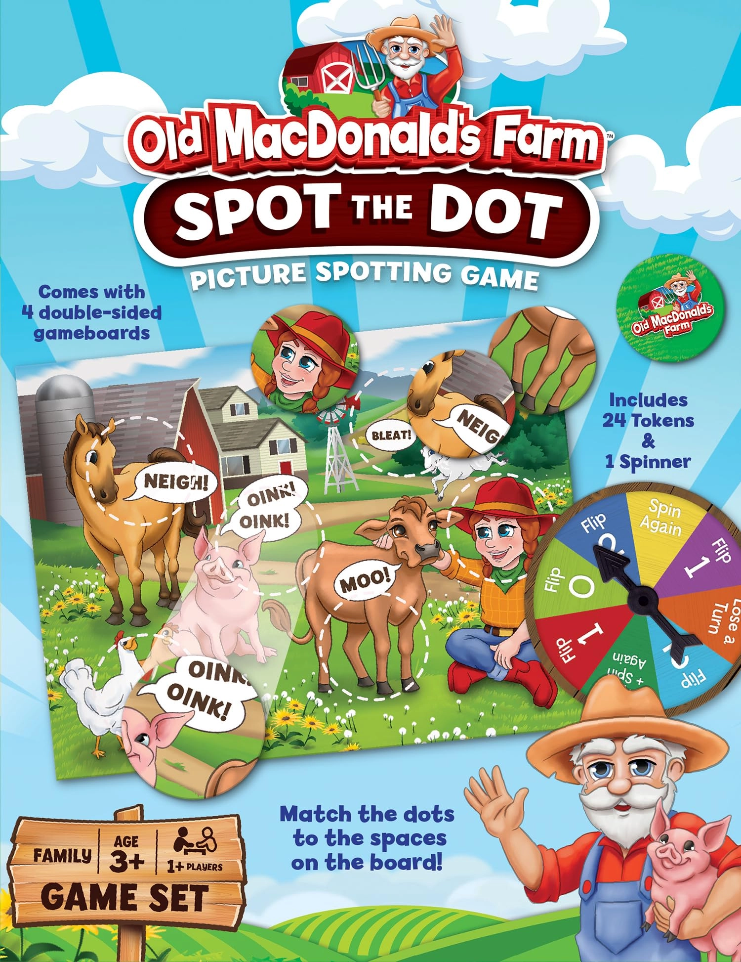 MasterPieces Old MacDonald's Farm Spot The Dot Game - 3 years and up