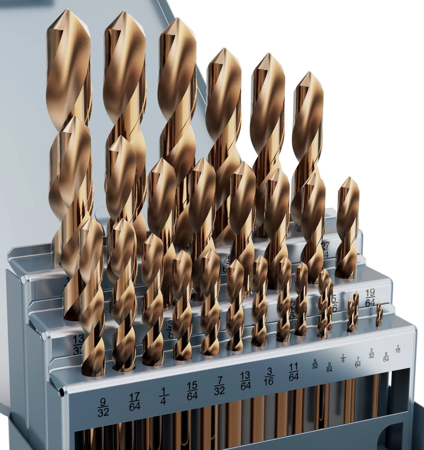 MACXCOIP Hex Shank Drill Bit Set - Hss 4241 Titanium Coating 30Pcs (1/16"" - 1/2"")