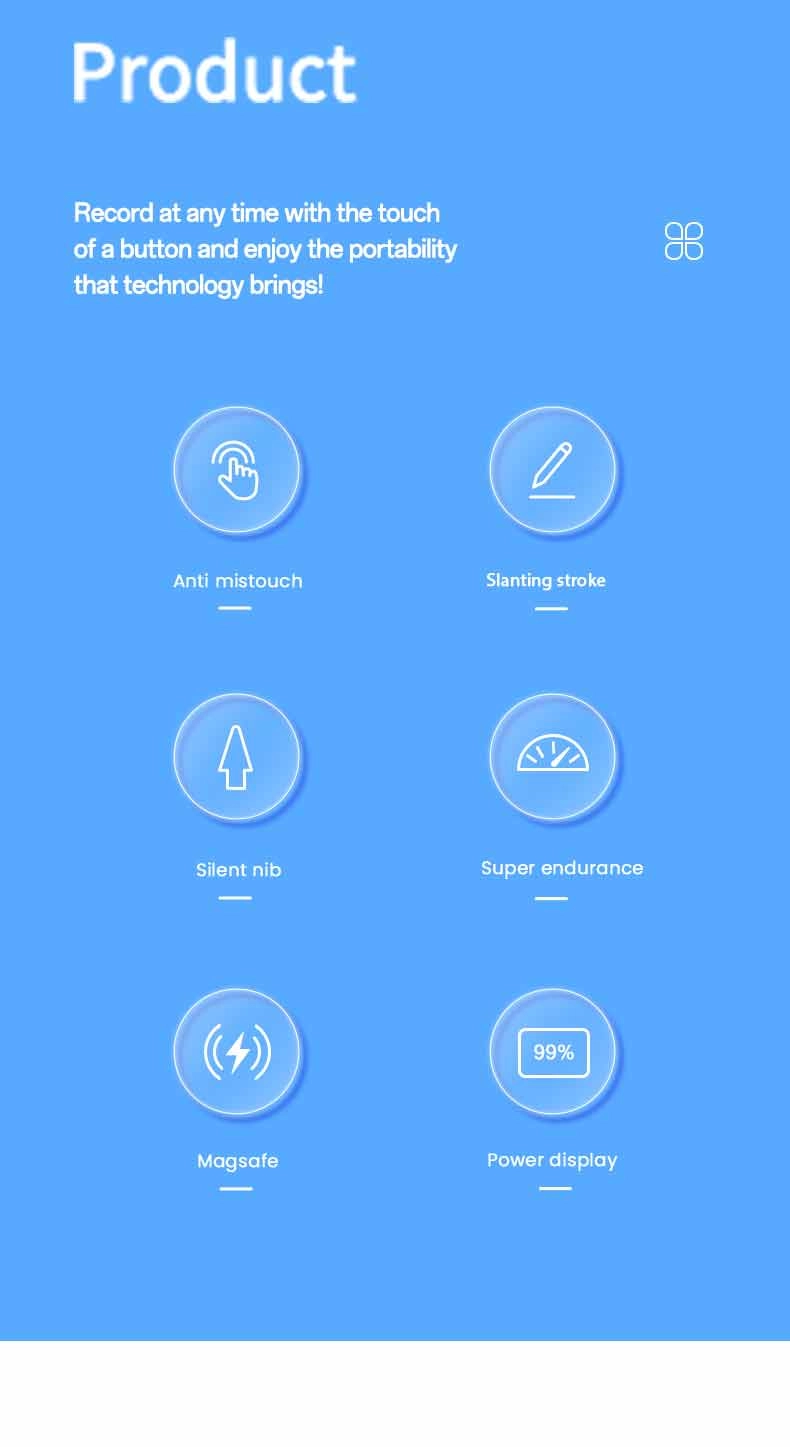 Palm Rejection Magnetic iPad Pencil