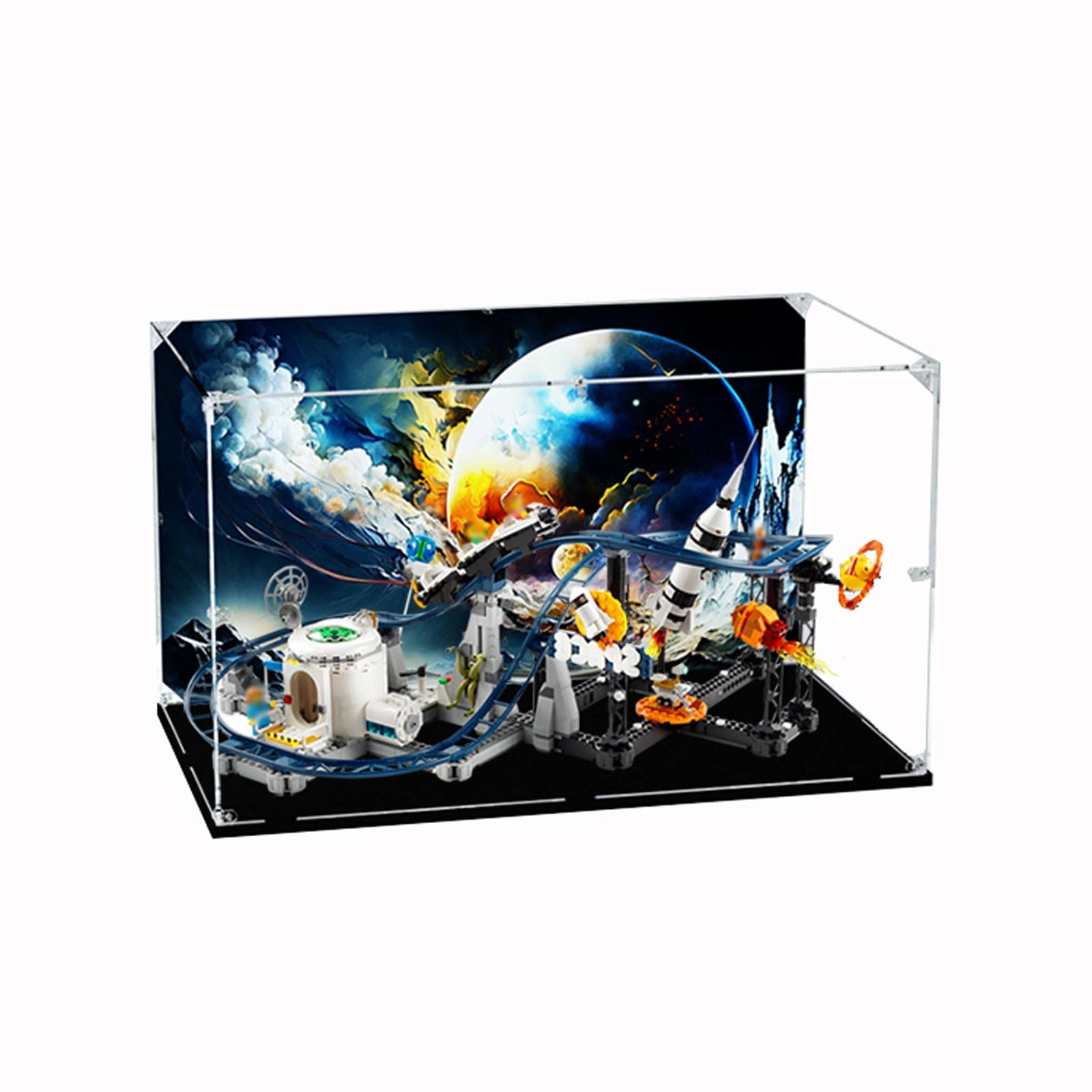 TIANQING Acrylic Display Case - 60 x 30 x 30 cm With Background