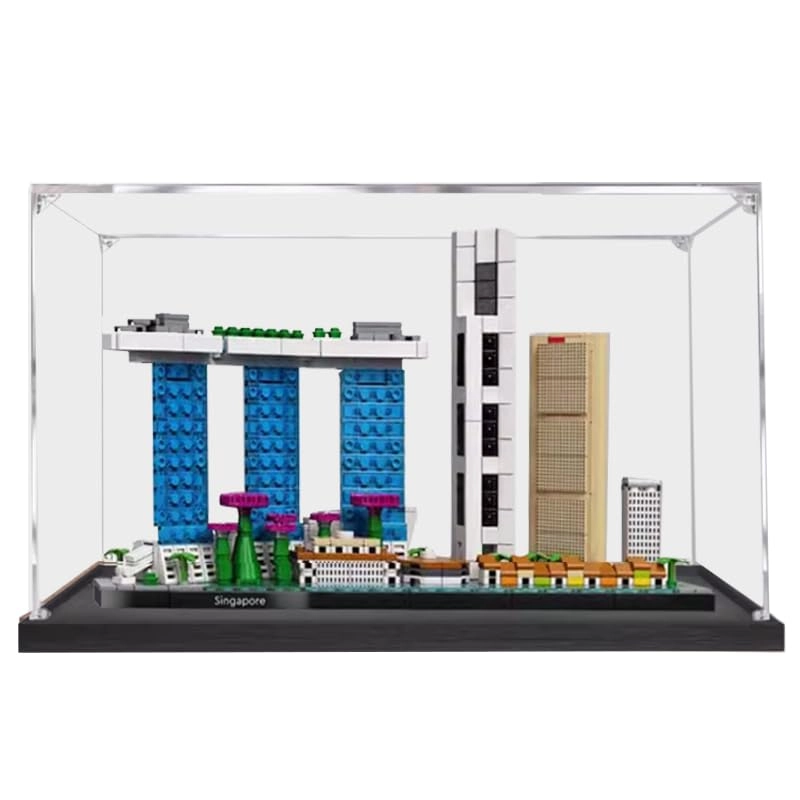 HCAEIOFJ Clear Acrylic Display Case (21057) - 13.77x5.90x7.87in Black Bottom