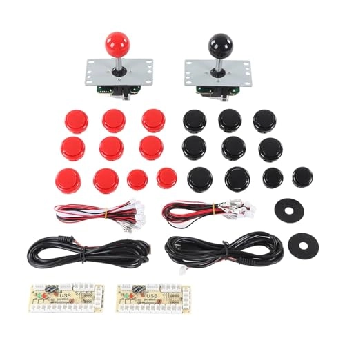 DIY Buttons Kit - Removable Ball Head Joystick 2 Players Red and Black