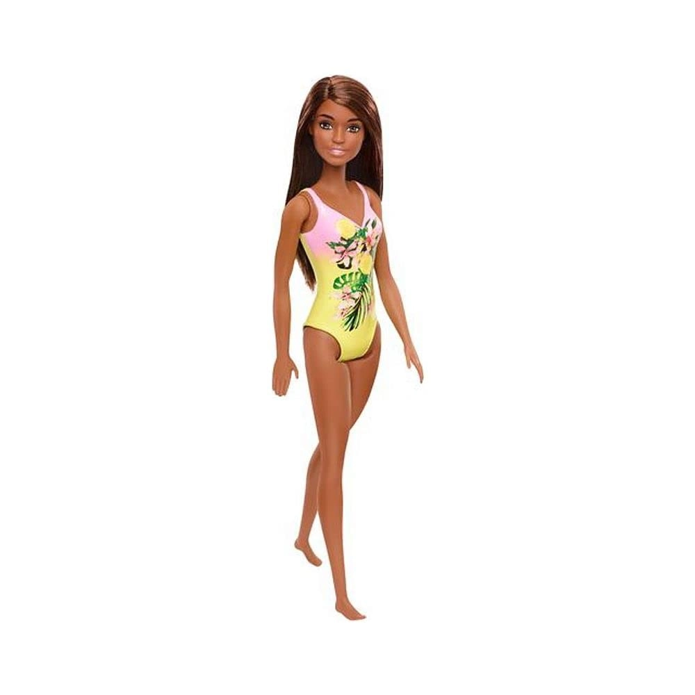 Barbie Doll - Brunette Pink and Yellow Floral Swimsuit Ages 3+