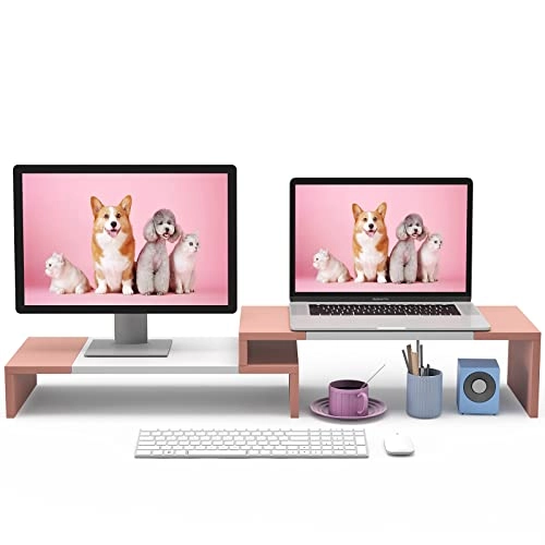 Monitor Stand Riser - Dual Wood and Steel