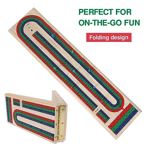 Folding Cribbage Board - Rubber Wood 9 Pegs 3 Tracks