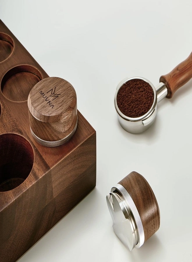 Espresso Coffee Distributor - 53.3MM Adjustable Height Walnut Lid