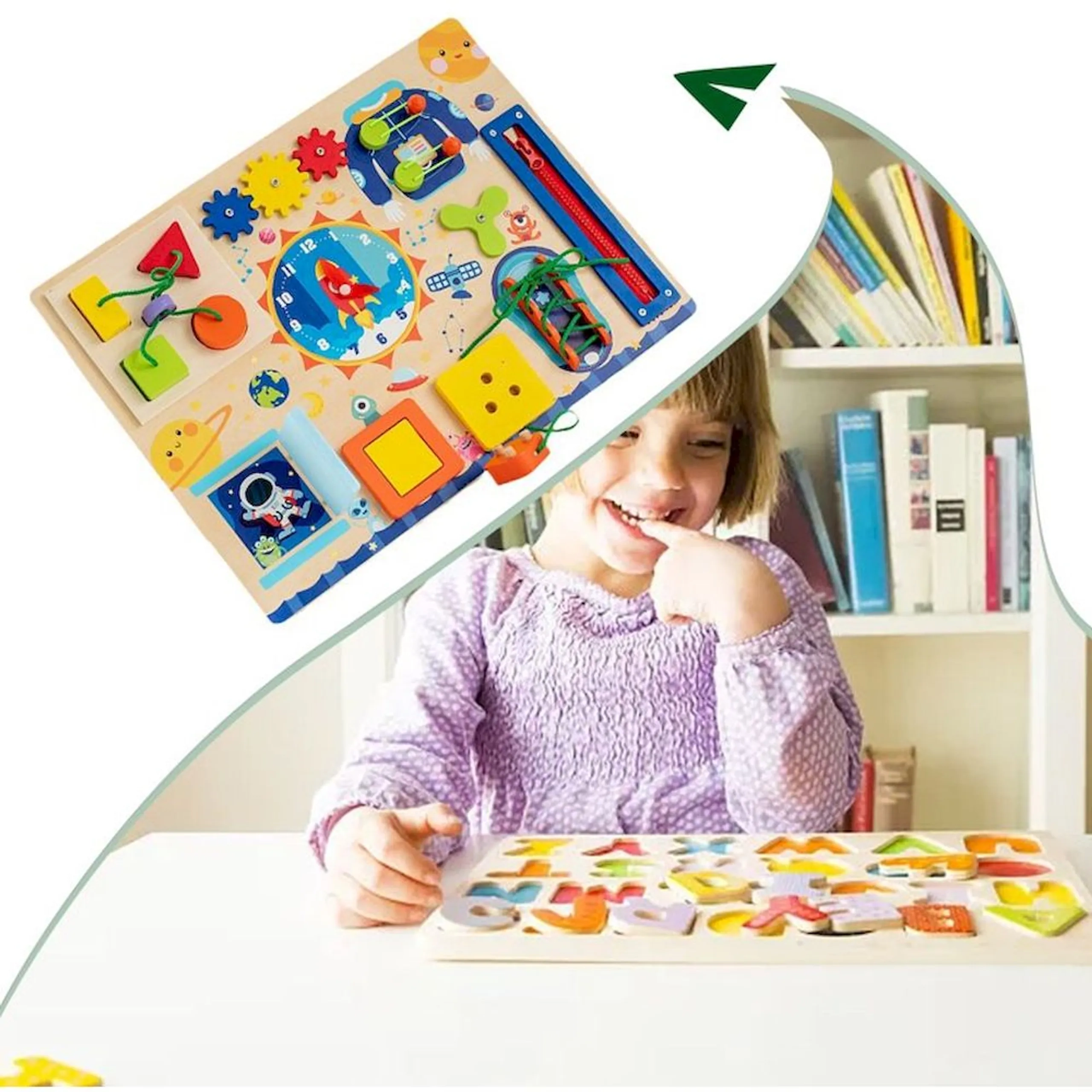 14 In 1 Wooden Busy Board - 3 +