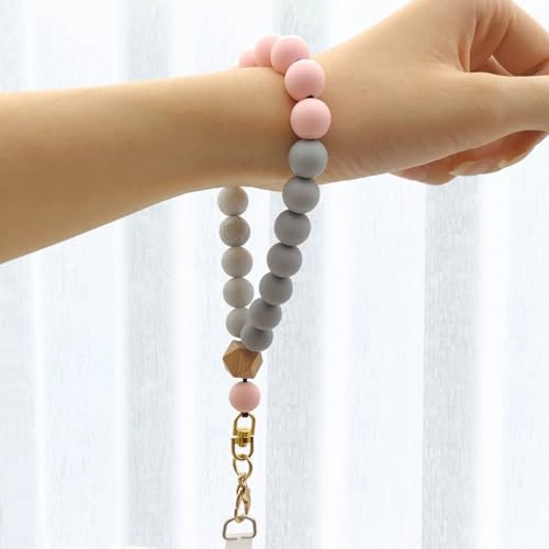 Beaded Phone Bracelet Strap - 2 Pcs Patches Black