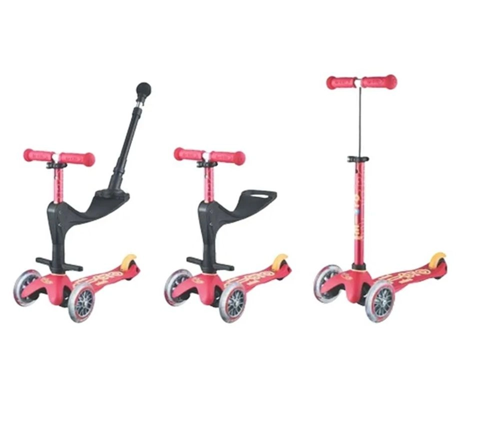 Mini 3 in 1 Deluxe Eco 3-Wheel Kick Scooter – 120mm LED + Seat