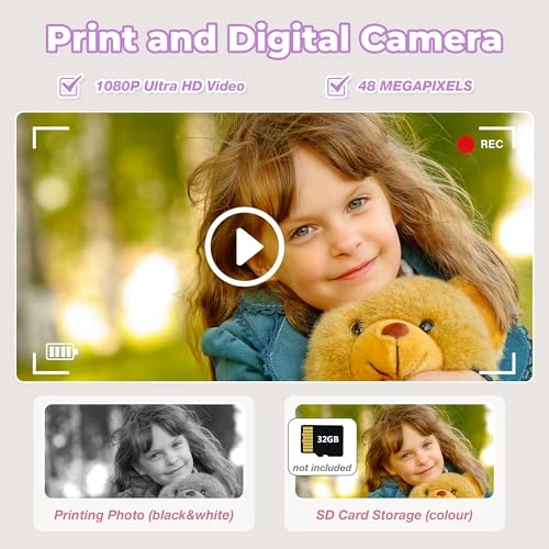 Kids Camera Instant Print - 1080P 2.4-inch HD Screen