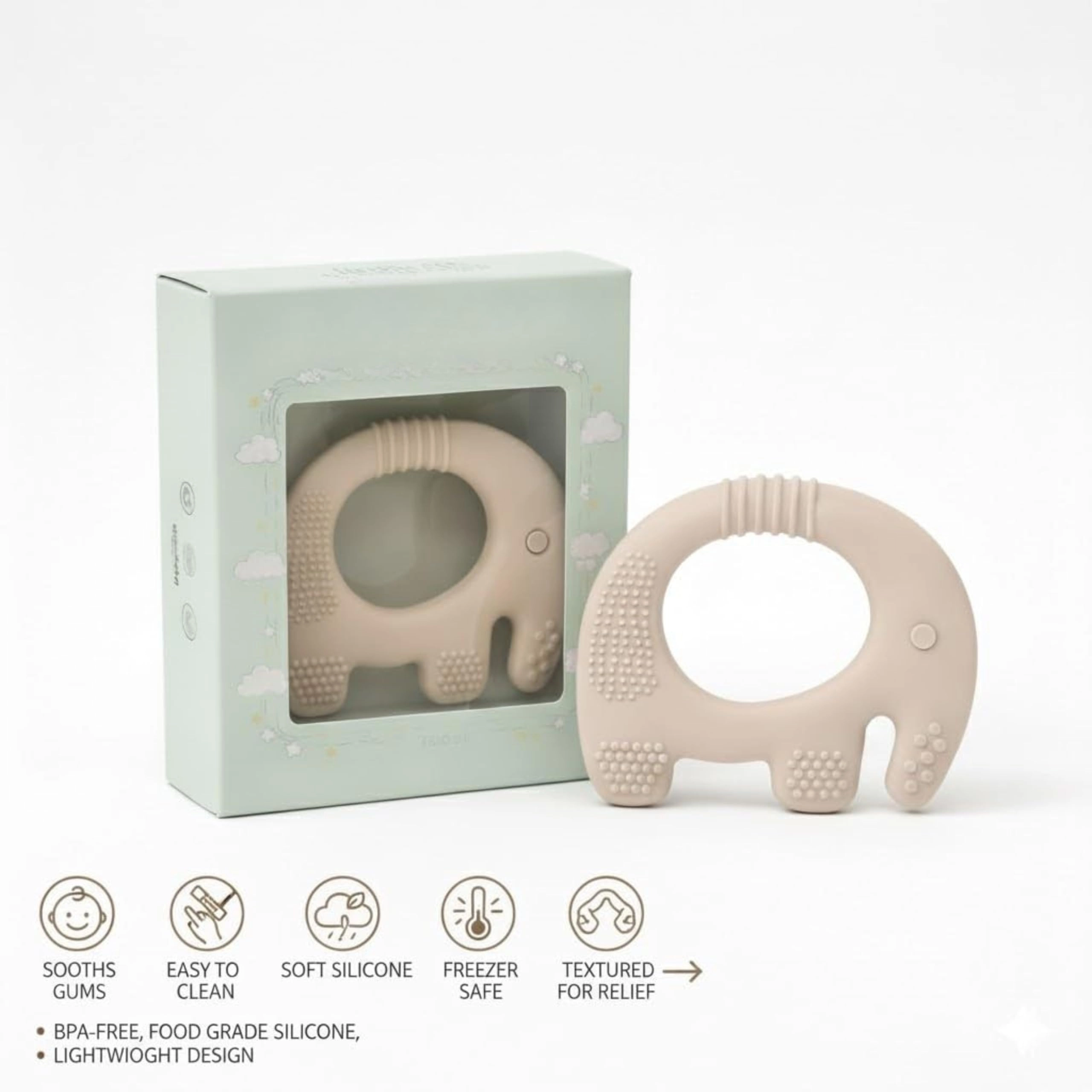 2 in 1 Teether - Beech Wood, Silicone