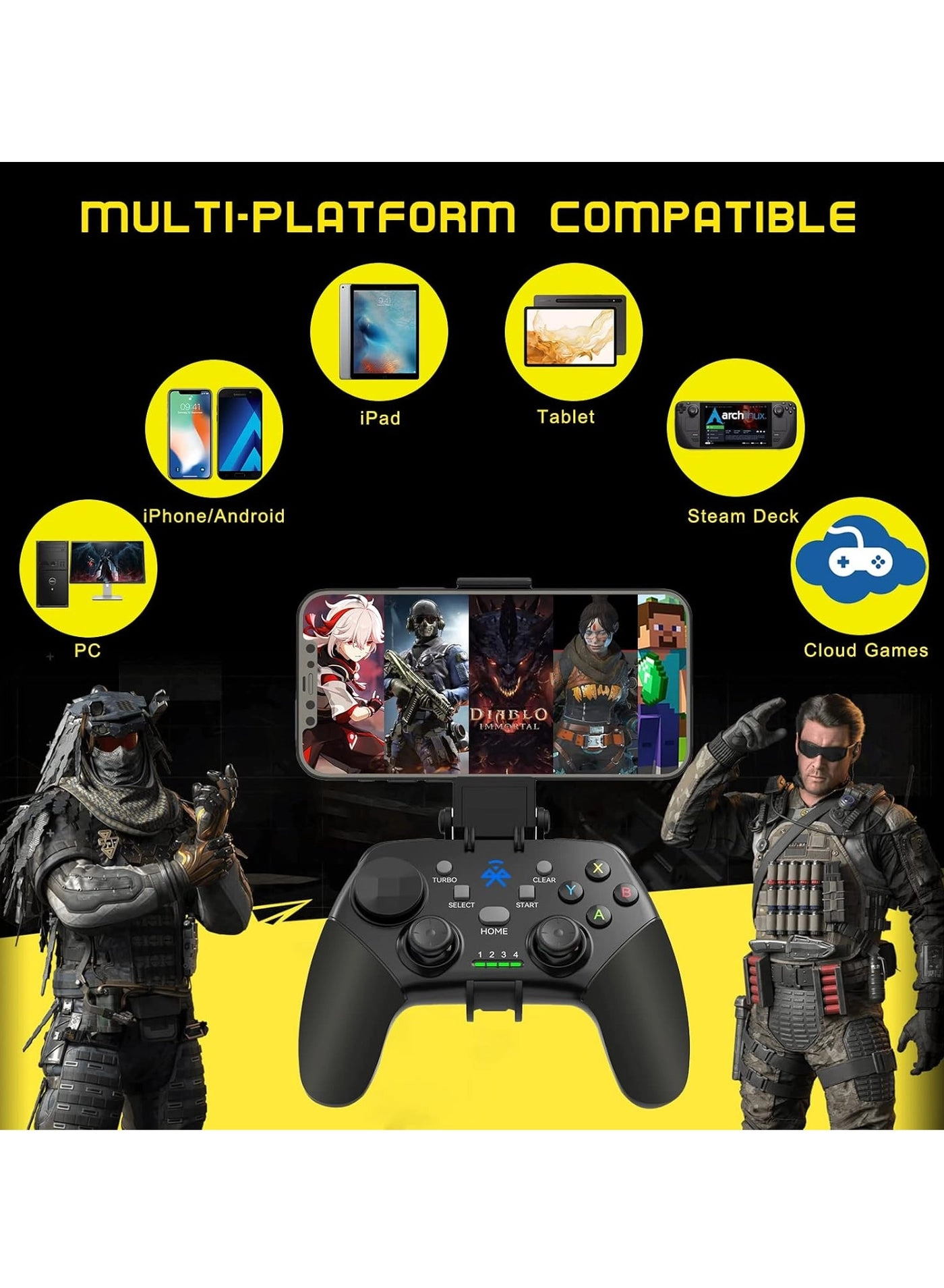 D8 Telescopic Mobile Phone Gamepad - Android iOS PS3 PS4 Switch PC