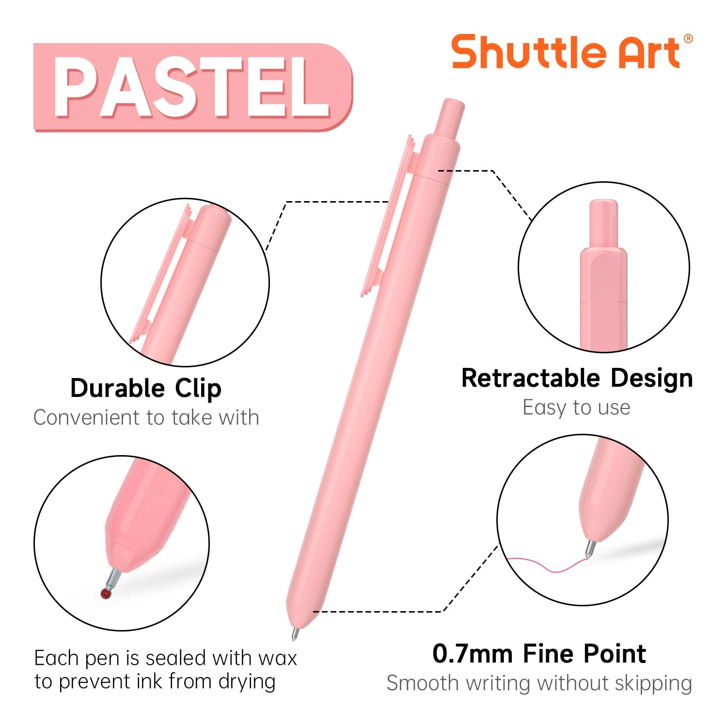Retractable Gel Pens - 8.0 count 0.5mm