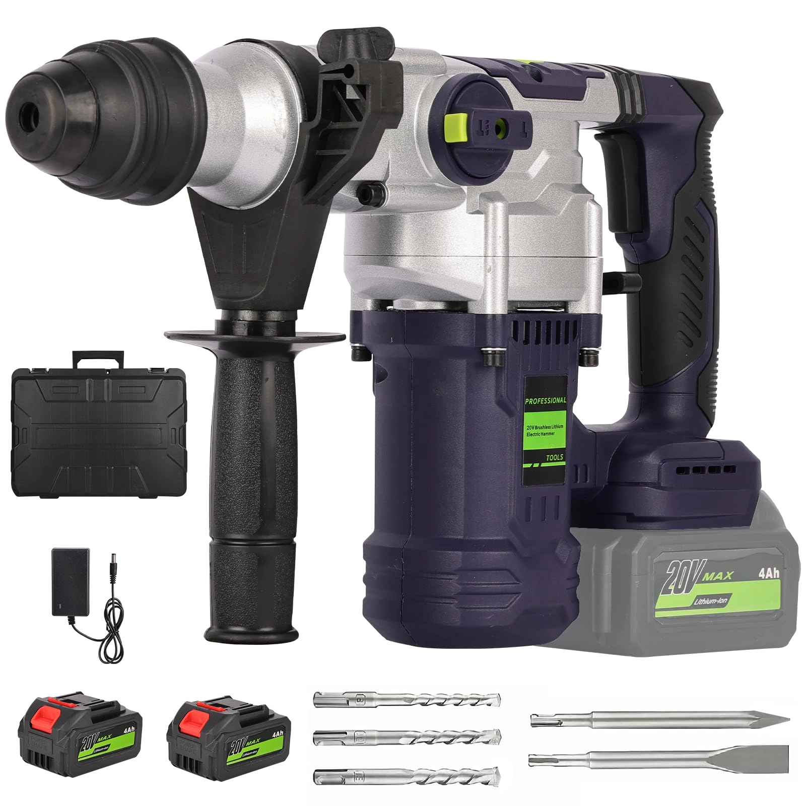 MISTRO Rotary Hammer Drill - 2Pcs 4.0Ah