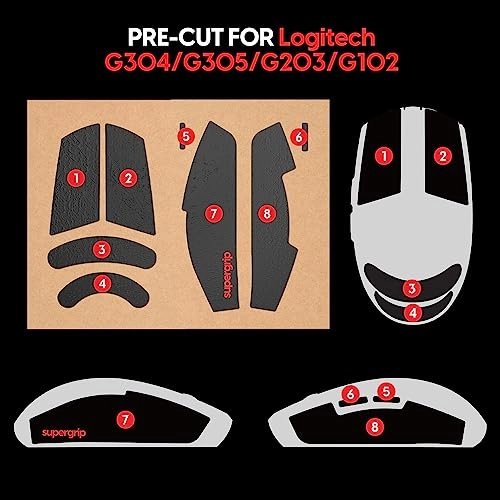 SUPERGRIP Griptape - for Logitech G304 Ultra-Thin 0.5mm 3M Adhesive
