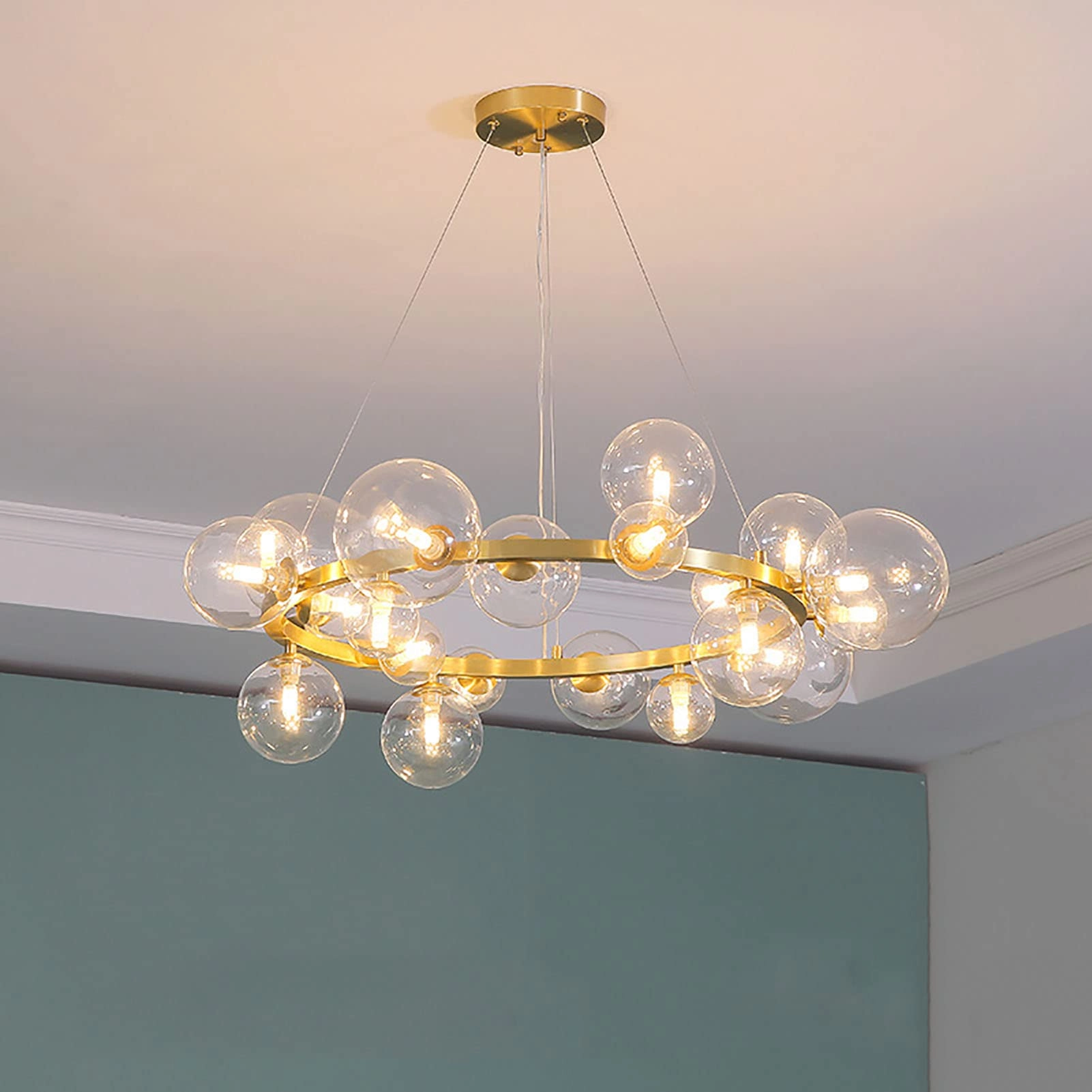 Full Copper Glass Chandelier - 7 Heads 90*27*30cm