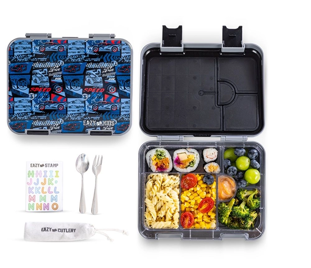 6 And 4 Convertible Lunch Box - Mermaid Purple + 420 ml Water Bottle + Sandwich Cutter