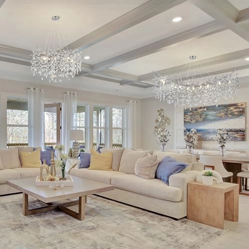 Round Crystal Chandelier - 3000 Kelvin Dimmable