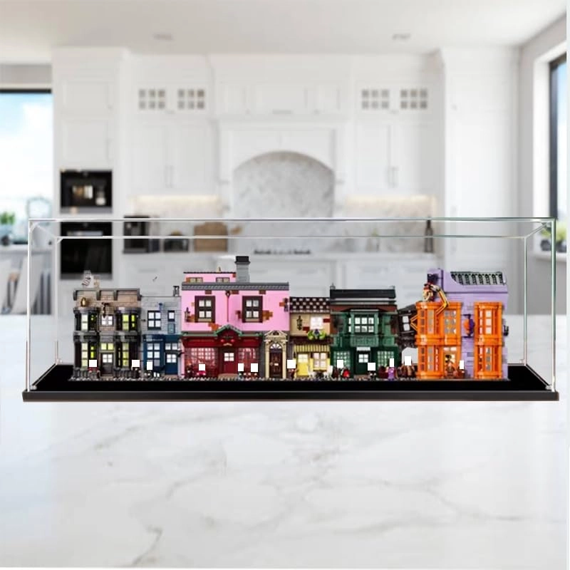 Clear Acrylic Display Case (75978) - 43.30x7.87x13.77in. Black Bottom