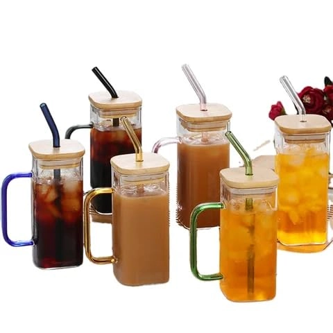 Kids Glass Tumbler - 2 pcs - Straw and Lid - 350 ml
