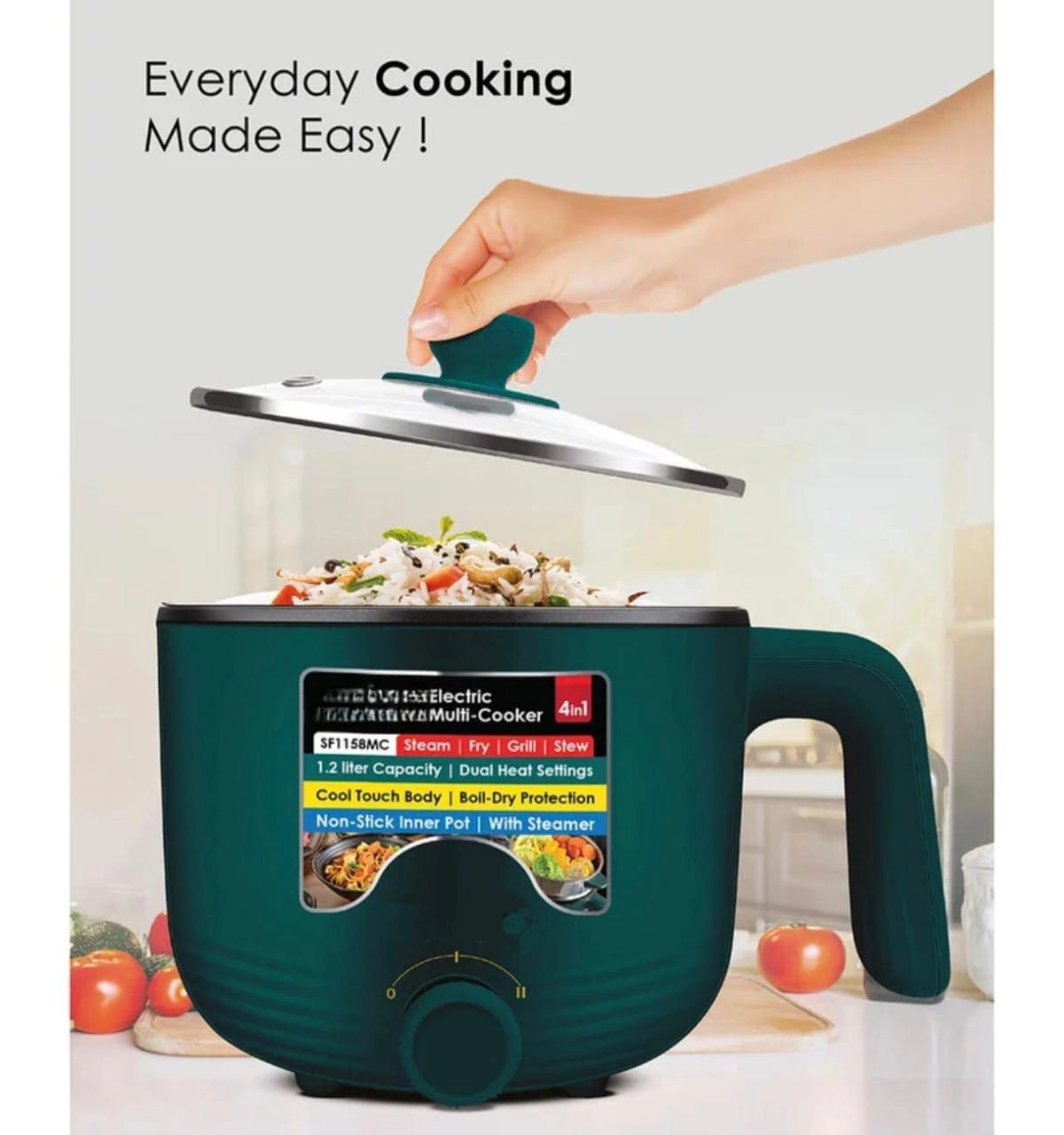 4 in 1 Mini Electric Multi Cooker - 1.2L