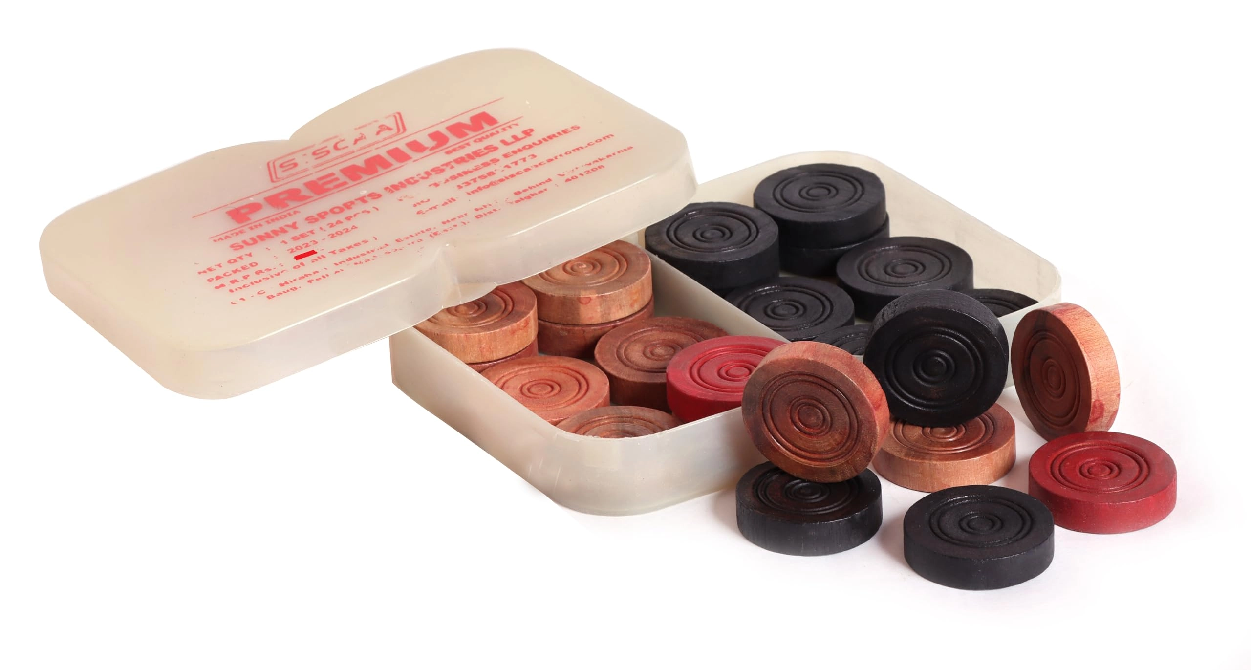 SISCAA Carrom Coin - 24 Coins Rosewood