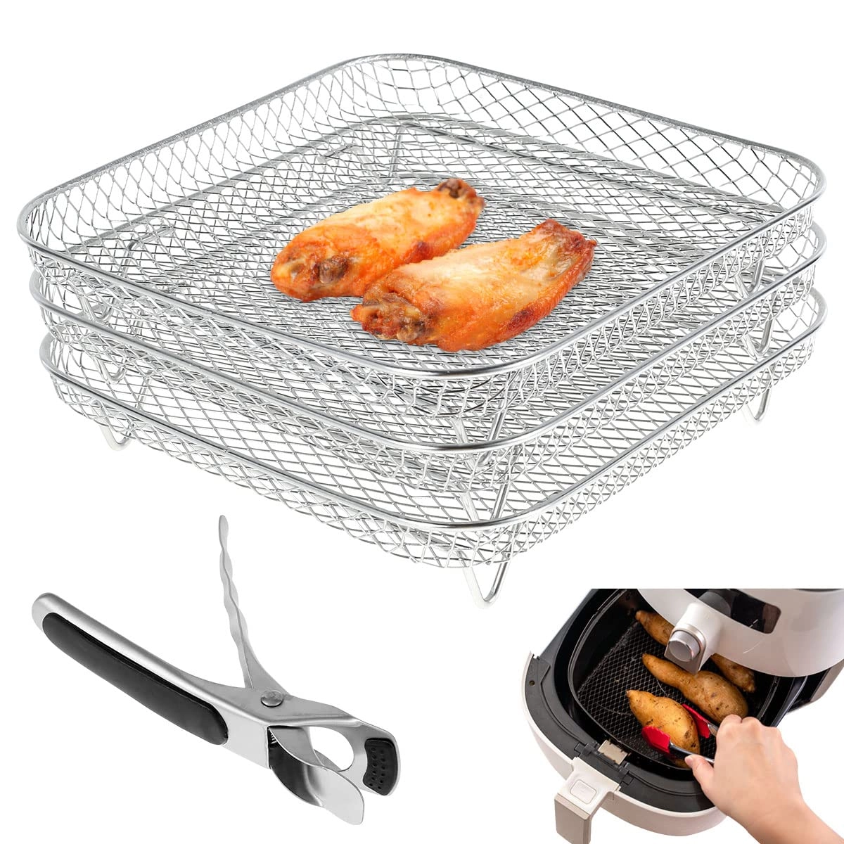 Hands DIY Air Fryer Mesh Rack - Stainless Steel 3 piece(s)