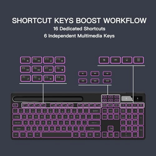 7 Color RGB Backlit Wireless Keyboard - Wired