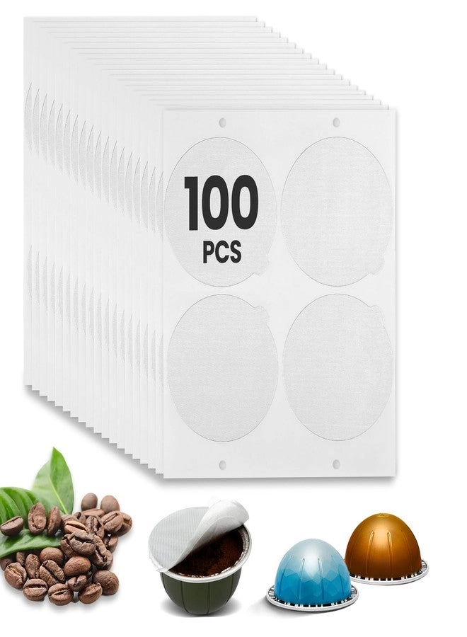 Tegrace Reusable Aluminum Foil Seals Lid - Compatible with Nespresso Vertuo Pods 100PCS