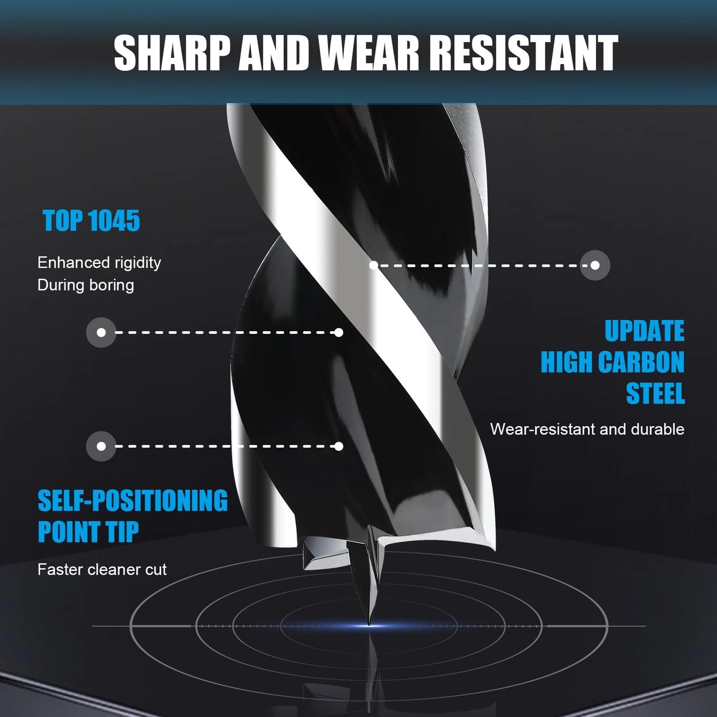 Auger Drill Bit - Top 1045 High Carbon Steel 4/5""X 12""