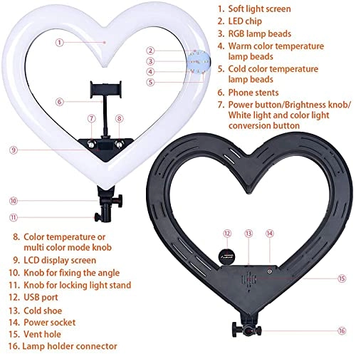 Heart-shaped Fill Light - RGB 360° Adjustable Angle