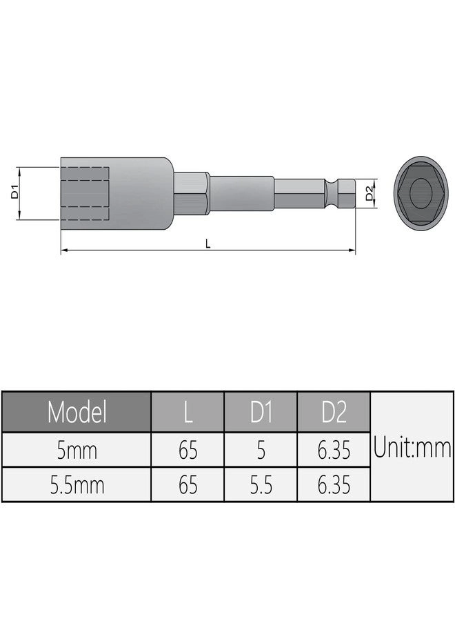Nut Setter Driver Drill Bit - 5Pcs 5mm