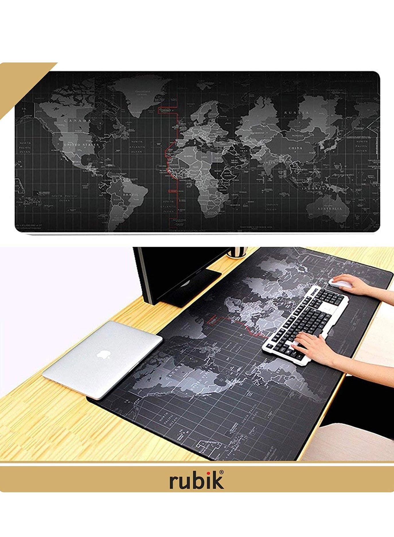 World Map XXL Rubber Gaming Mouse Pad - 90x40 cm