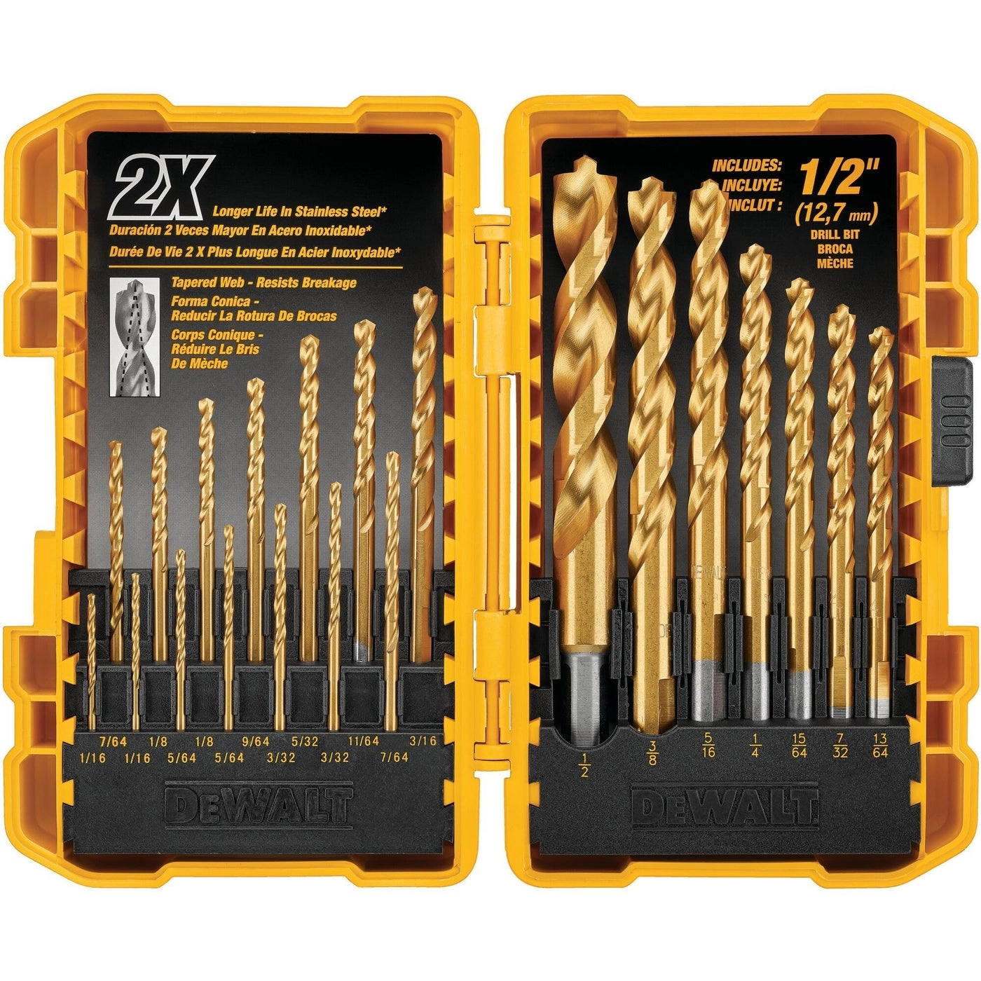 Titanium Nitride Coated Drill Bit Set - Titanium Nitride Coating 21-Piece