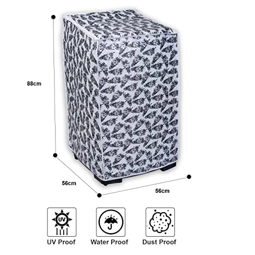 Top Load Washing Machine Cover - 6kg-7.5kg Black Flower