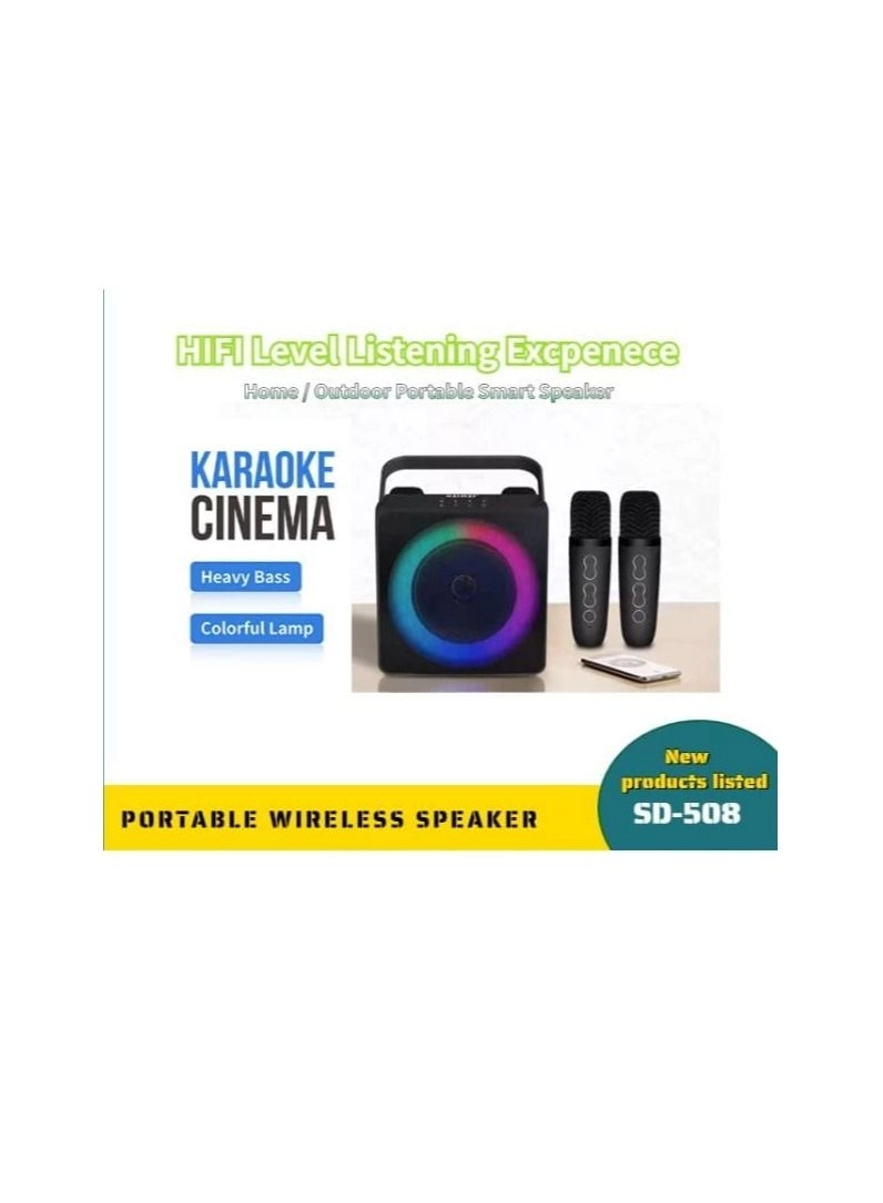 SD-508 - Mini Karaoke Bluetooth Speaker LED Lights Built-In Microphone