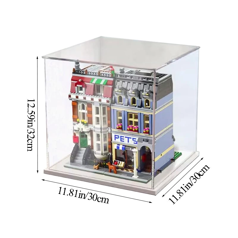 Display Case for Lego Creator 10218 - Clear Acrylic White Bottom