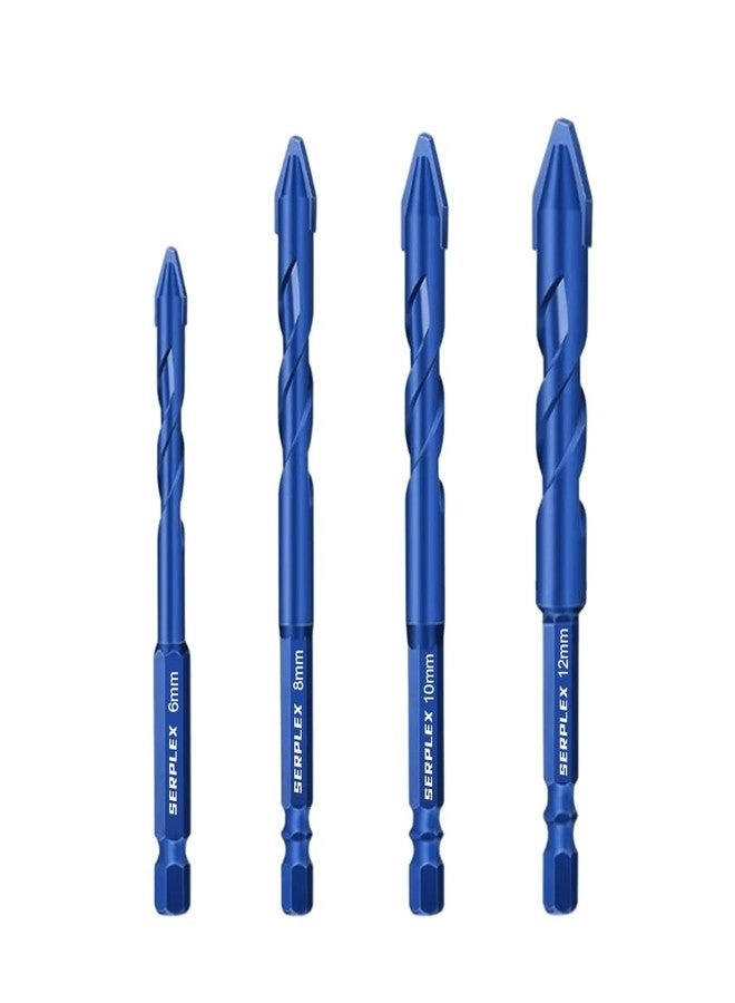 Serplex Drill Bits - Cemented Carbide 4Pcs 6mm/8mm/10mm/12mm