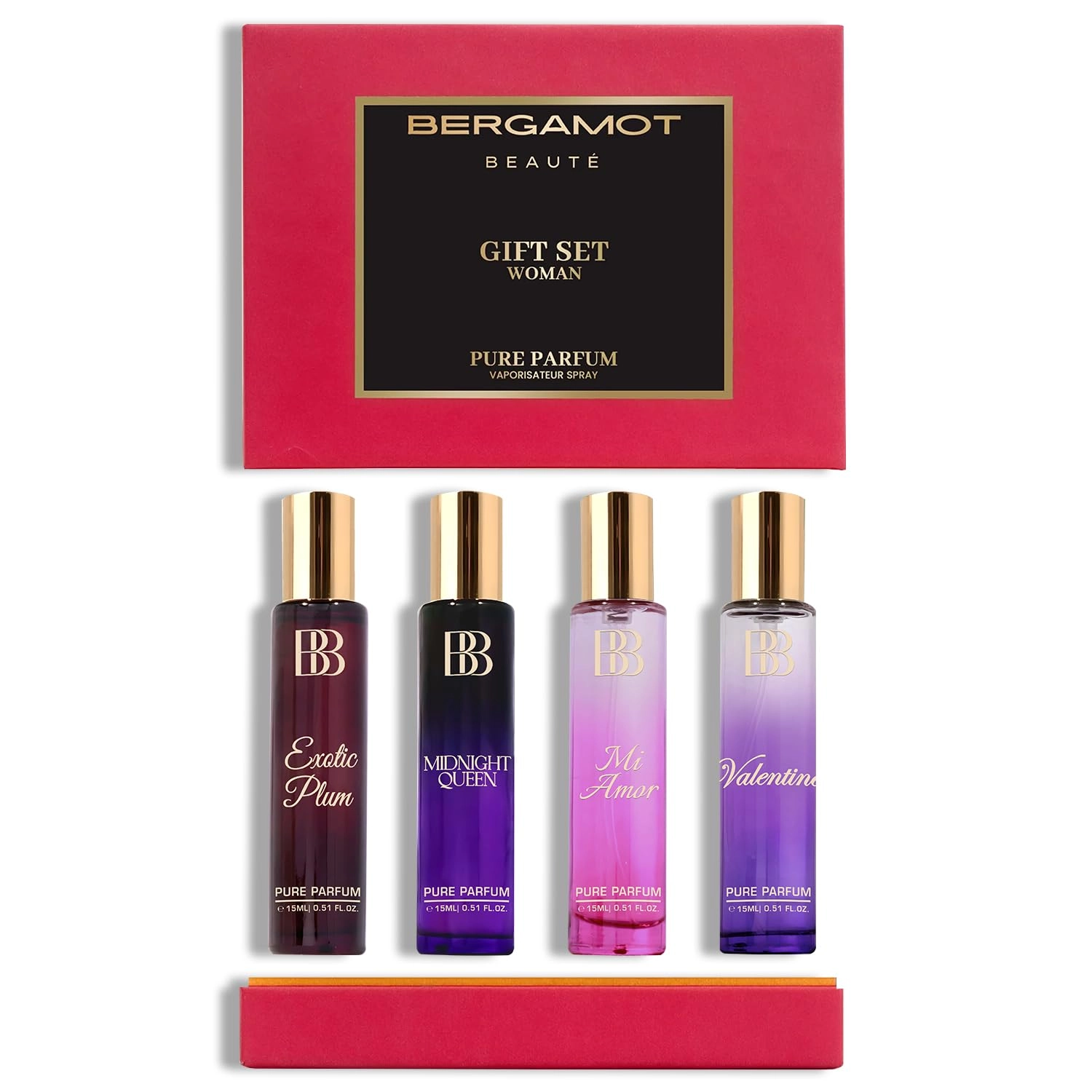 BRGAMOT BEAUTE, VANESA COSMETICS PVT. LTD. VALENTINE + EXOTIC PLUM + MI AMOR + MIDNIGHT QUEEN - 4 x 15 ml