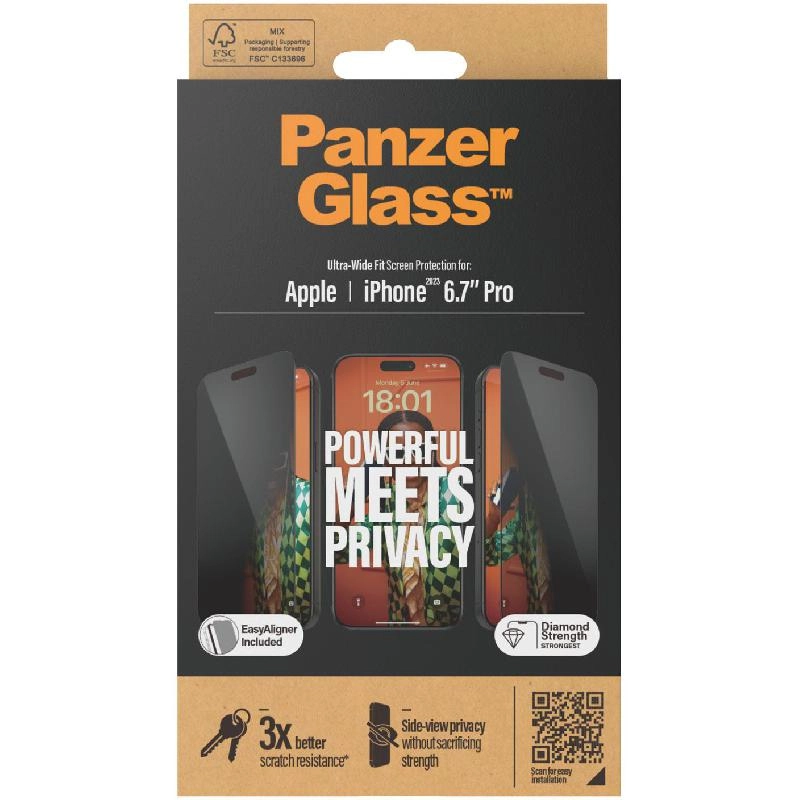 Ultra Wide Fit Clear Tempered Glass Screen Protector for iPhone 16 Plus