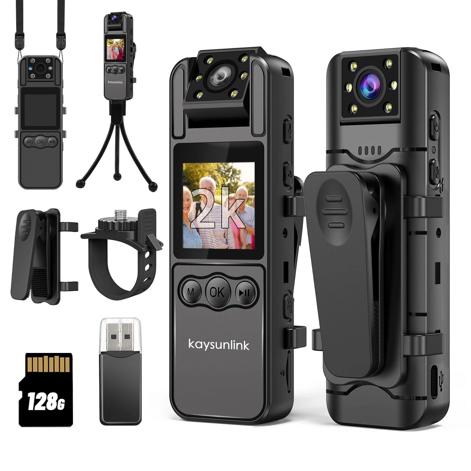 kaysunlink Upgraded1.4 Screen Body Camera - 1440p 128GB